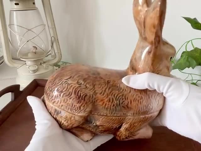 Michel Caugant / Large Terrine / Rabbit / Lapin / Brown / Vintage