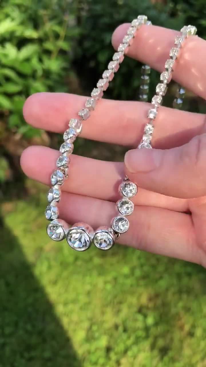 Signed Monet Clear Crystal Necklace - Etsy