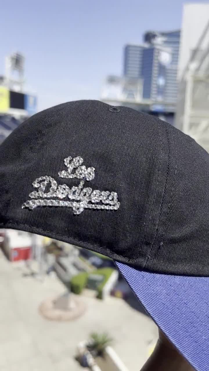 Black & Blue LA Dodgers Diamond Hat Swarovski Crystals Sport 