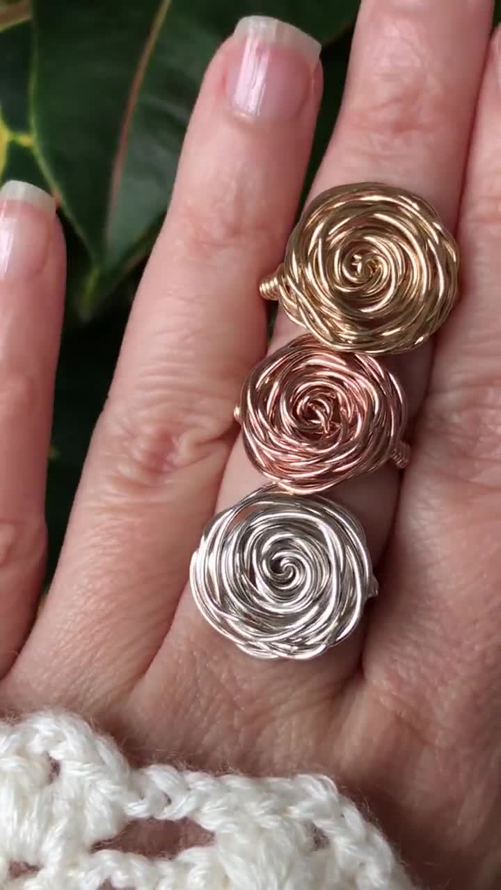 Sterling Silver Wire-Wrapped Rosette Ring