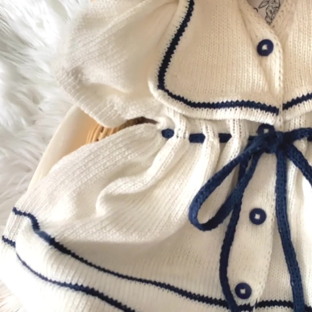 bow knit dress English Factory