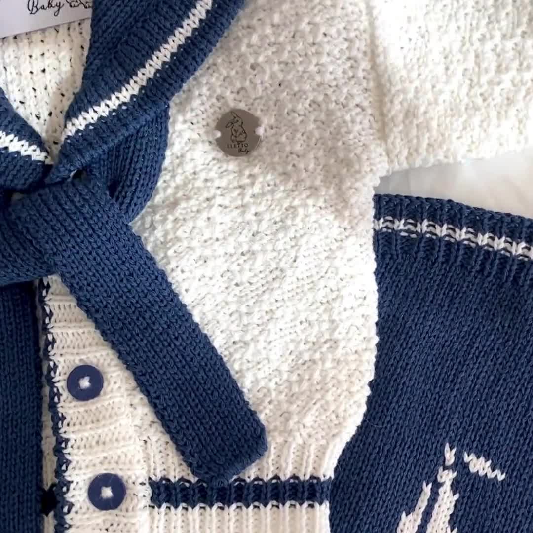 Ensemble Marin été Blanc à Galons Bleu Pâle Pour Fille - Neuf