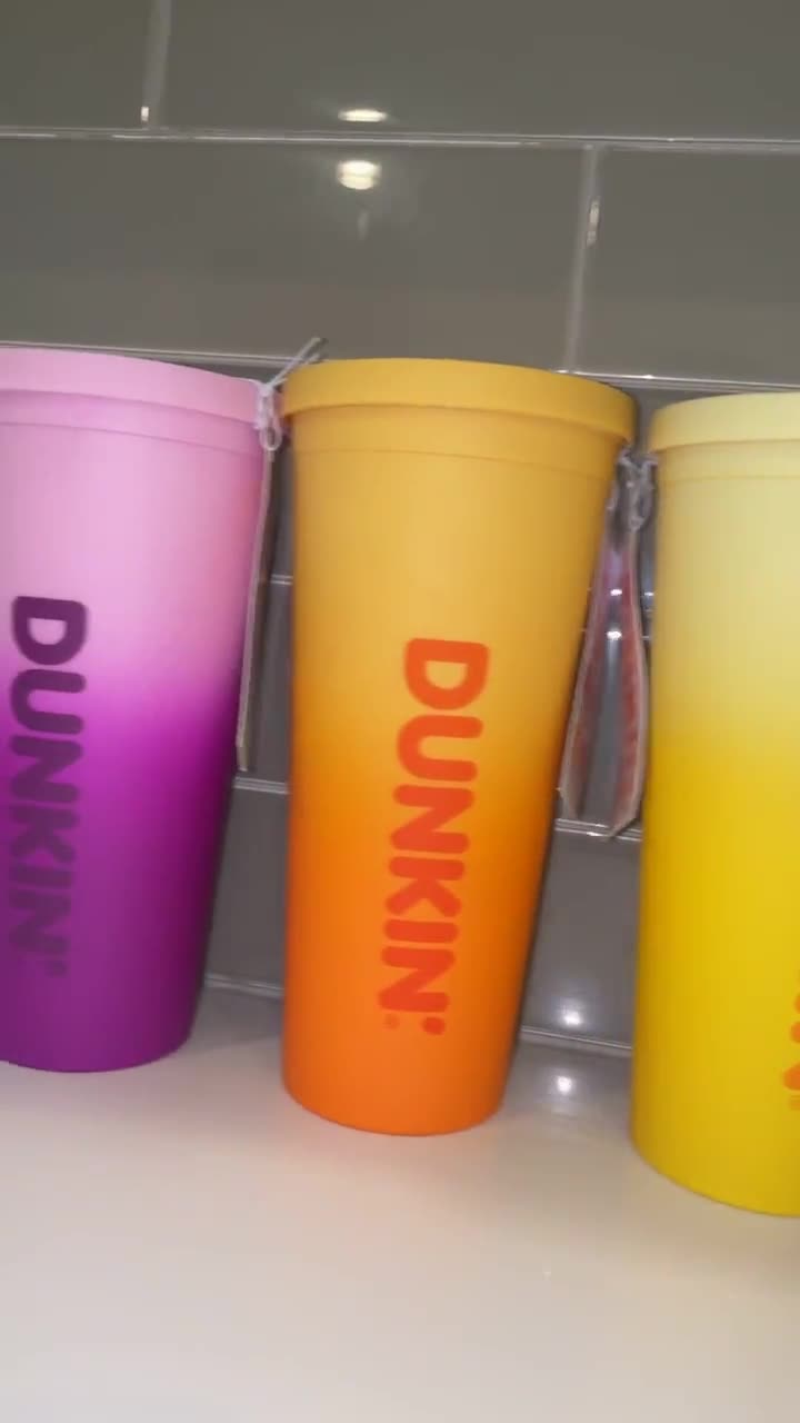 2023 New Dunkin Donuts 24oz Purple Pink rainbow acrylic Travel Cup