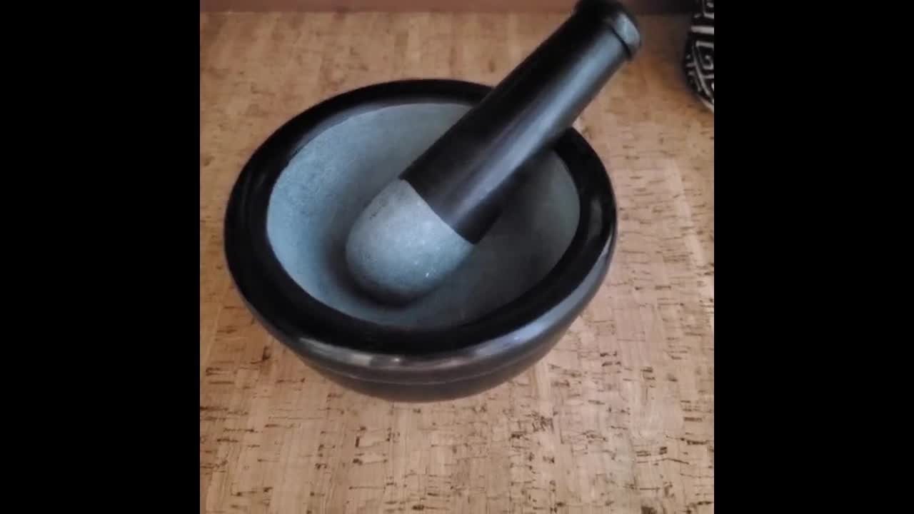 Large Black Marble Mortar and Pestle Set - Handmade Soapstone Kitchen –  Montecinos Ethnic