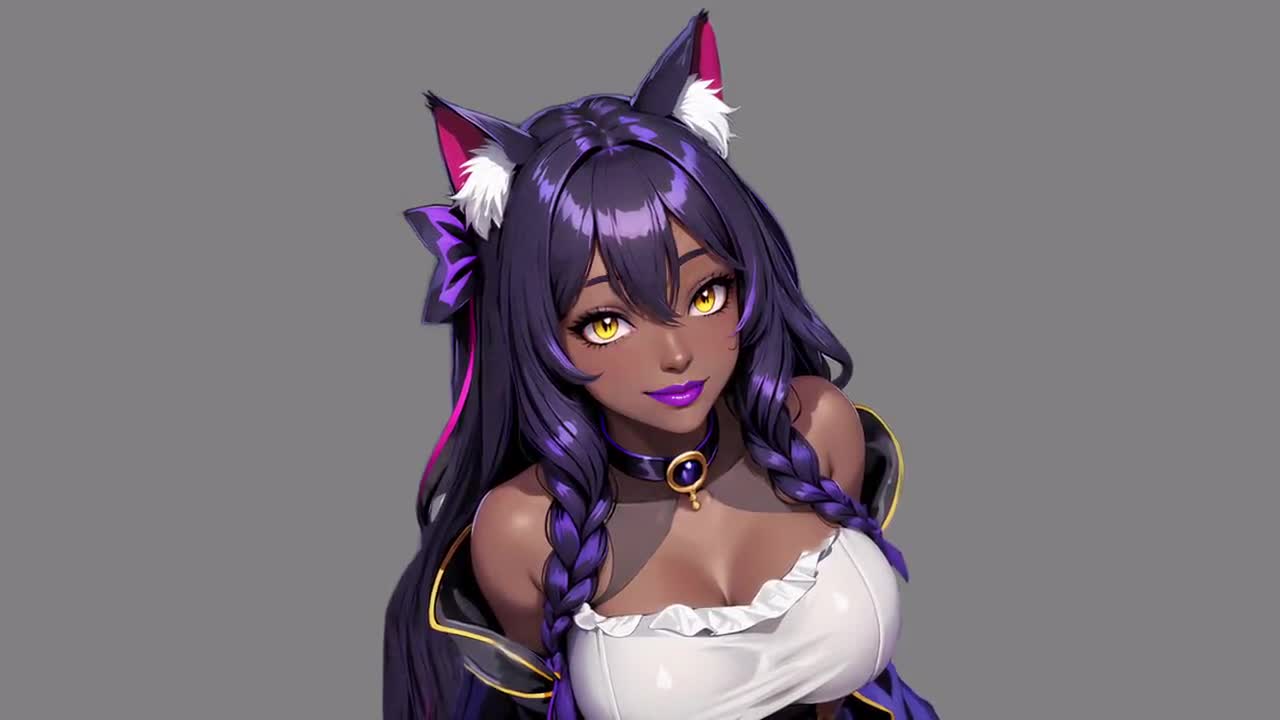 Violet CAT GIRL PNGTUBER| 7 Expressions| 30 Png| Ready To Use| VTuber,  Streamer, Content Creator, Premade 2D Asset| Veadotube|Anime Pngtuber