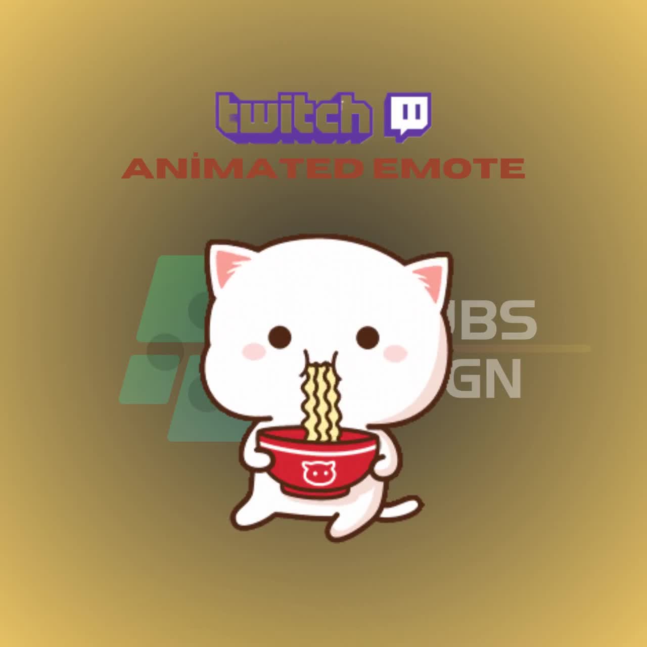 Animated Twitch Emote, Cat Eating Emote, Cute Cat Emote, Noodles Emote,  Food, For Streamers - Instant Download / Ready to Use (transparent)