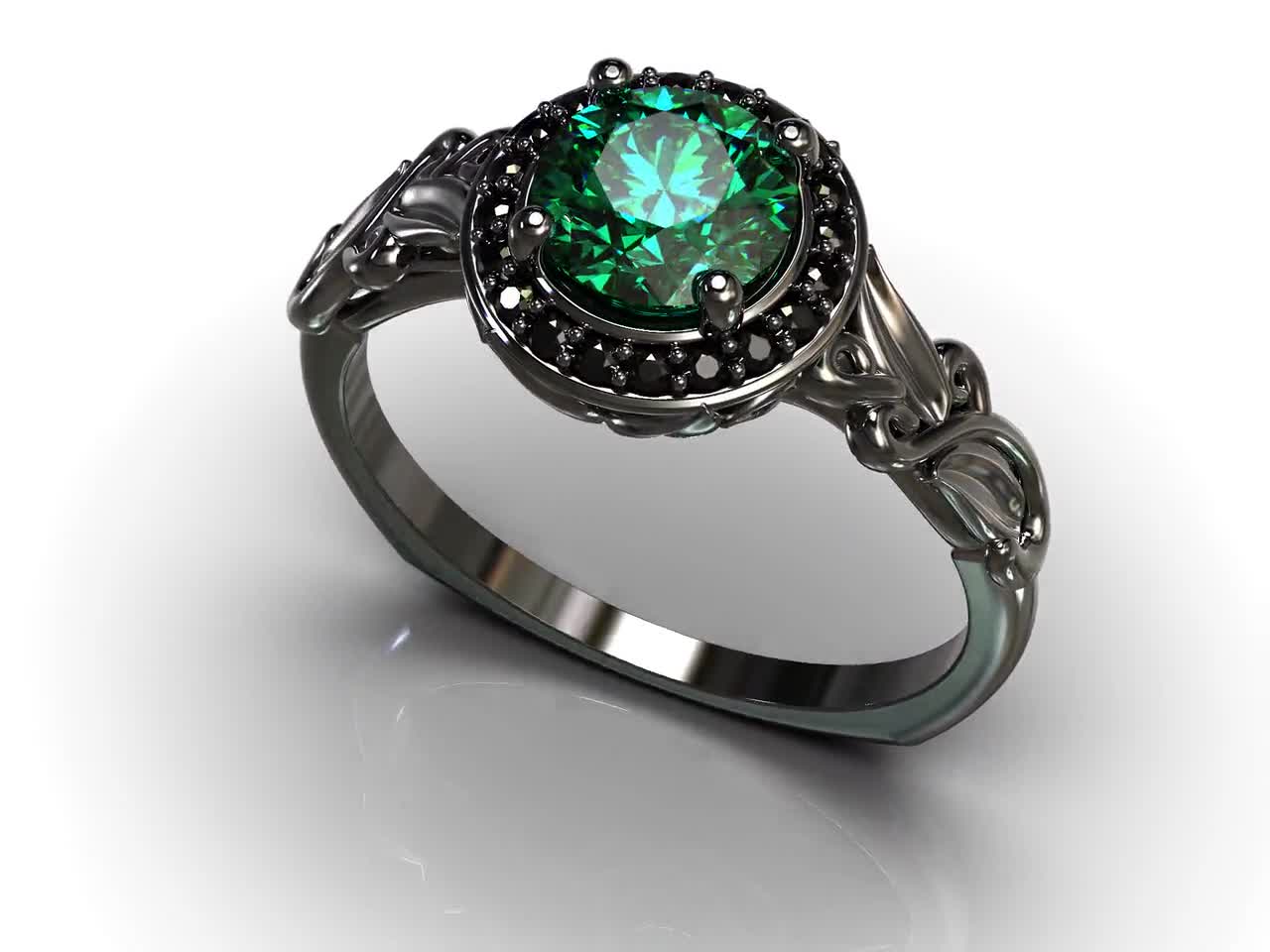 Art Deco Style Emerald Diamond and Black Onyx Cocktail Ring – Bella Rosa  Galleries