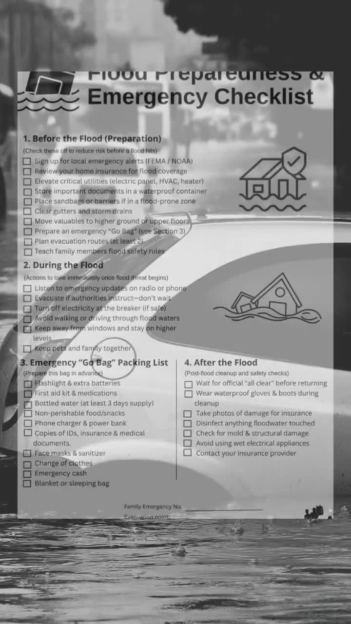Flood Emergency Preparedness Checklist | Printable PDF | Household Safety | Flood Planner | Evacuation Ready video poster
