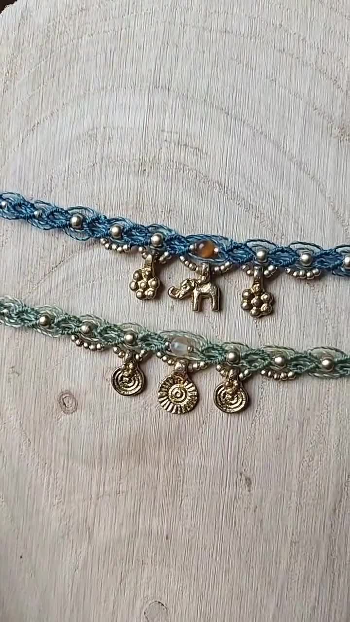 Gargantilla Macrame《Manuk》Hecho a mano•Gargantilla•Hippie•Boho•Goa•Festival•Piedras Preciosas•Latón video poster