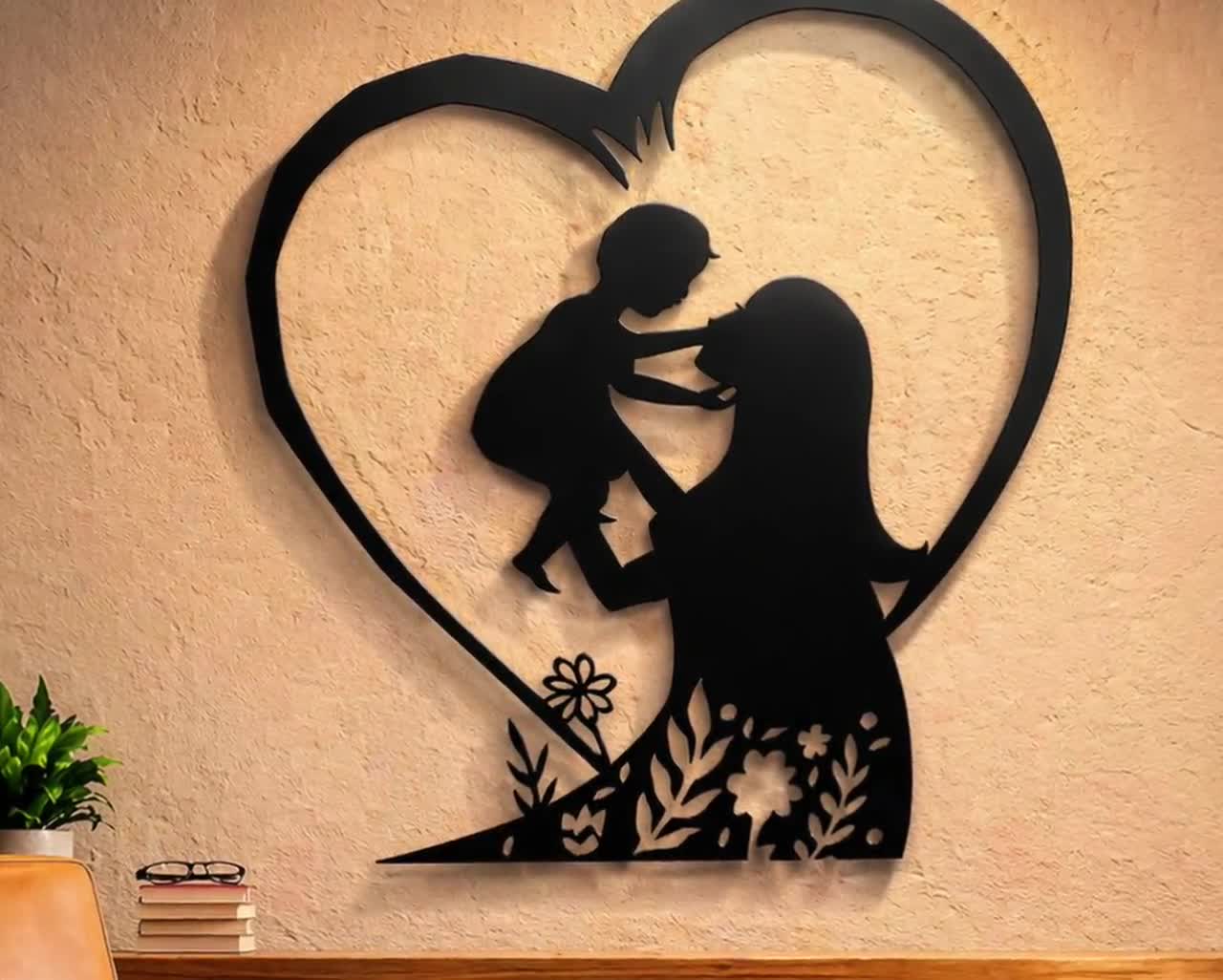 Mother Child Heart Metal Wall Art Files, CNC Laser Plasma Cut (svg