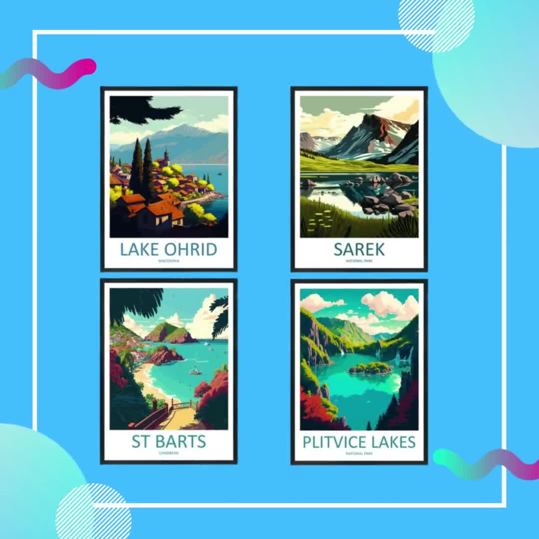 Pôster de aquarela de Madeira Arte de parede Decoração de parede de Madeira Presente de Madeira Amantes da arte Portugal Presente para amantes da arte Portugal Arte de parede video poster