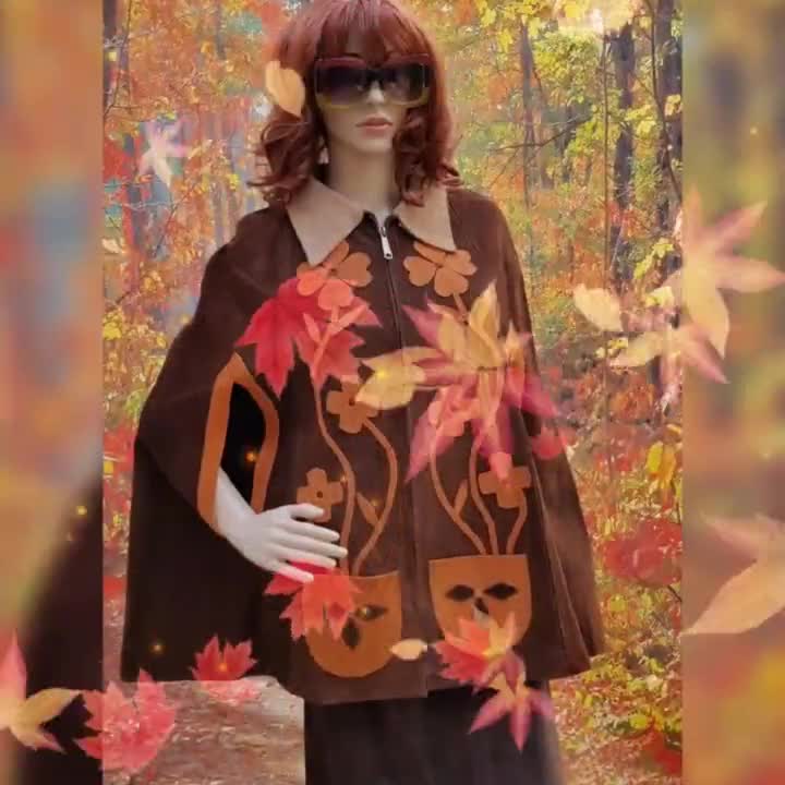 Vintage Cape: Gorgeous Rare Vintage 1970s Brown and Tan