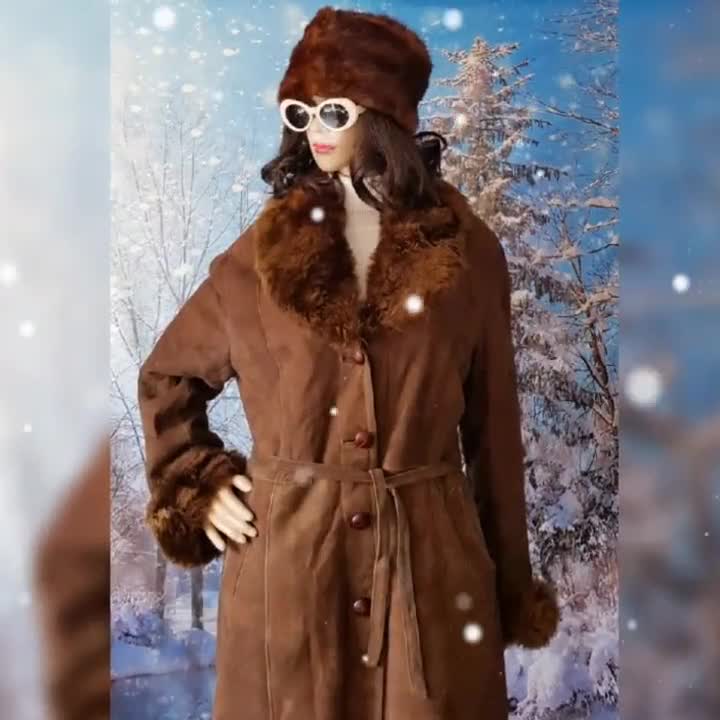 Vintage Coat: Lovely Vintage 1970s Mocha / Mid Brown Suede and