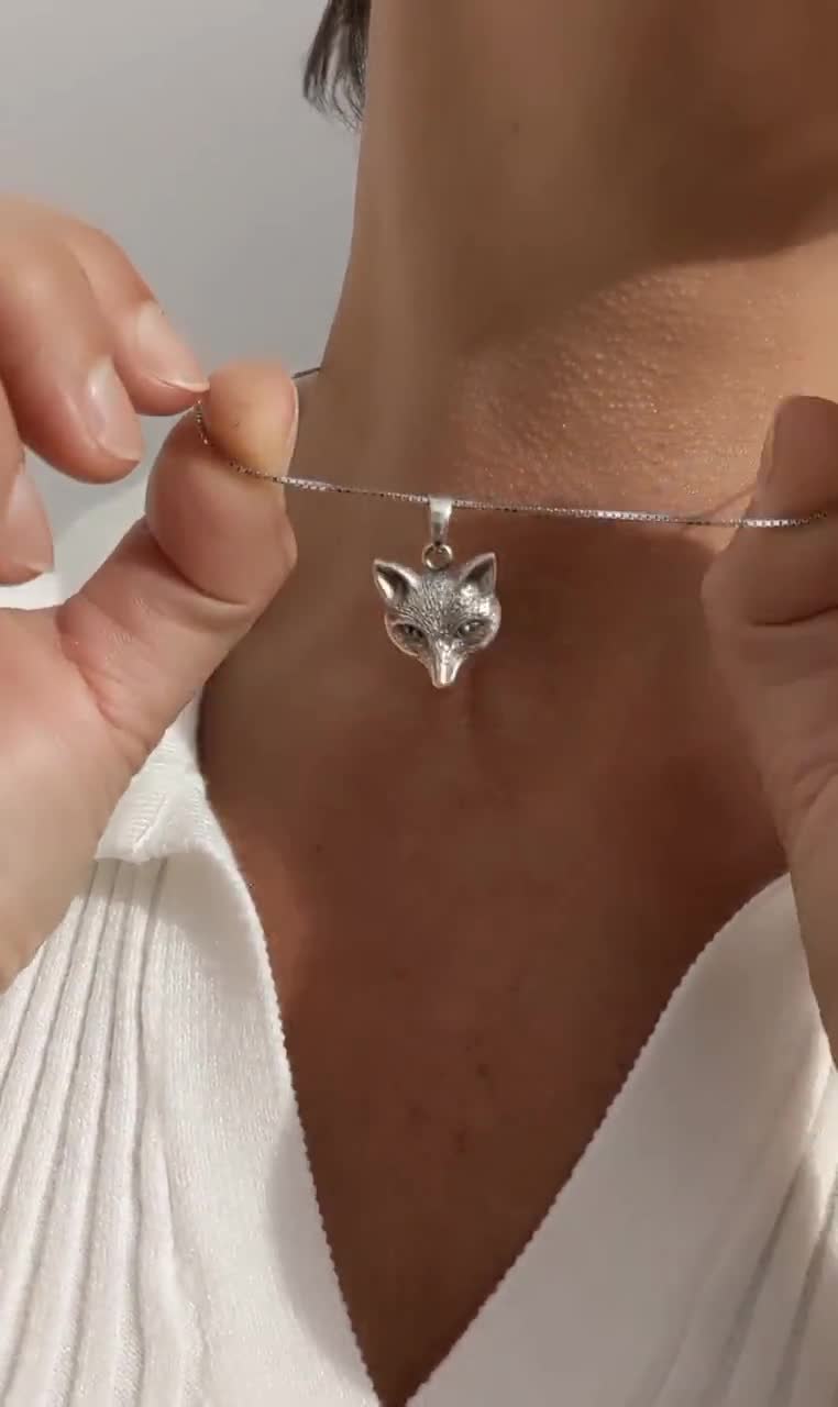 Collana Con Ciondolo Volpe E Farfalla In Argento Sterling 925 - Gioiello Significativo Regalo Per Donna