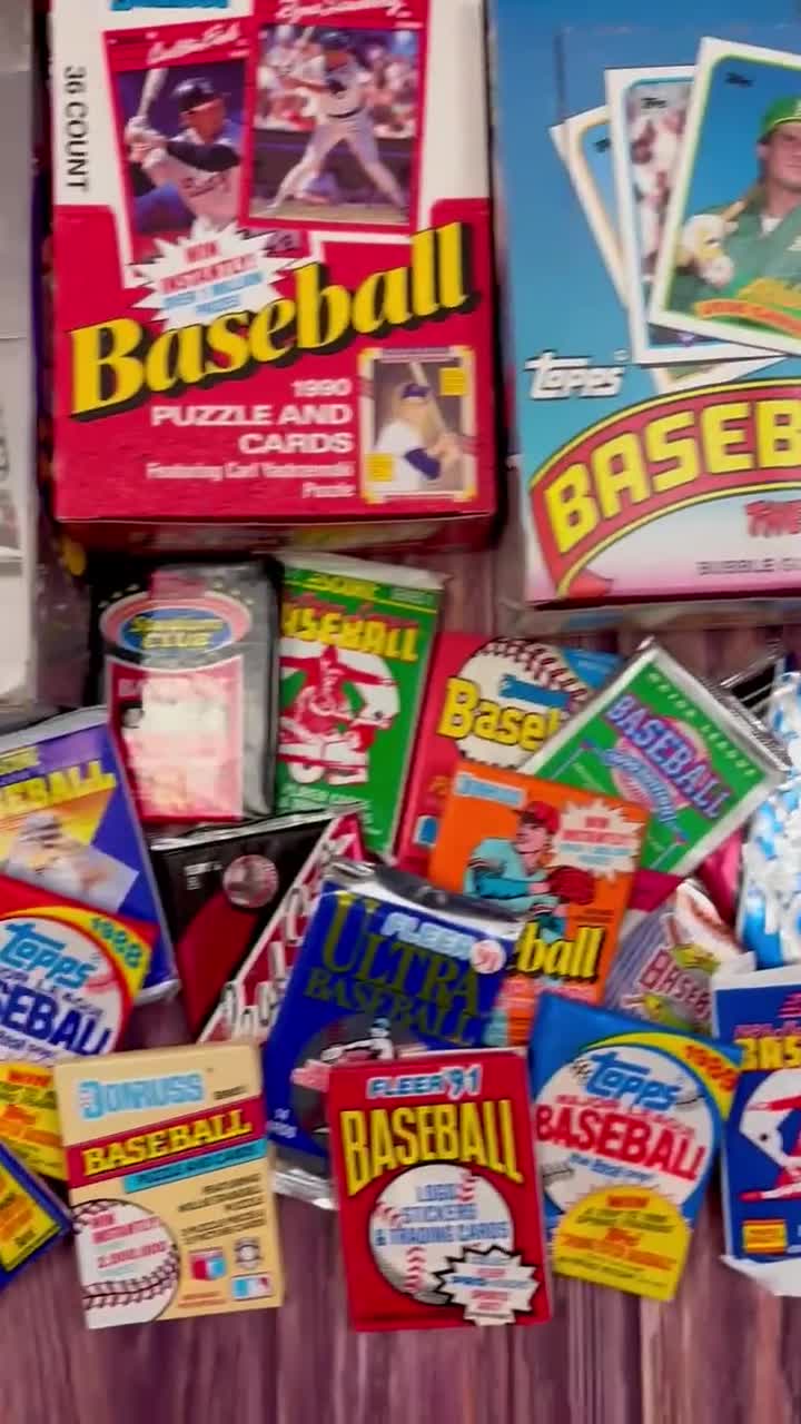 200 Card Lot Old Vintage Baseball Cards In Unopened Packs From Wax Box, 1988-93 video poster