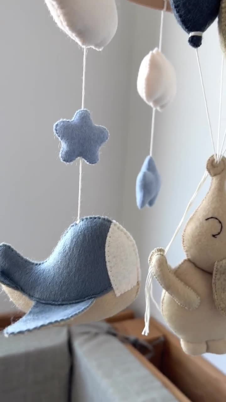 Airplane Baby Mobile, Elephant Adventure Nursery Decor, New Baby