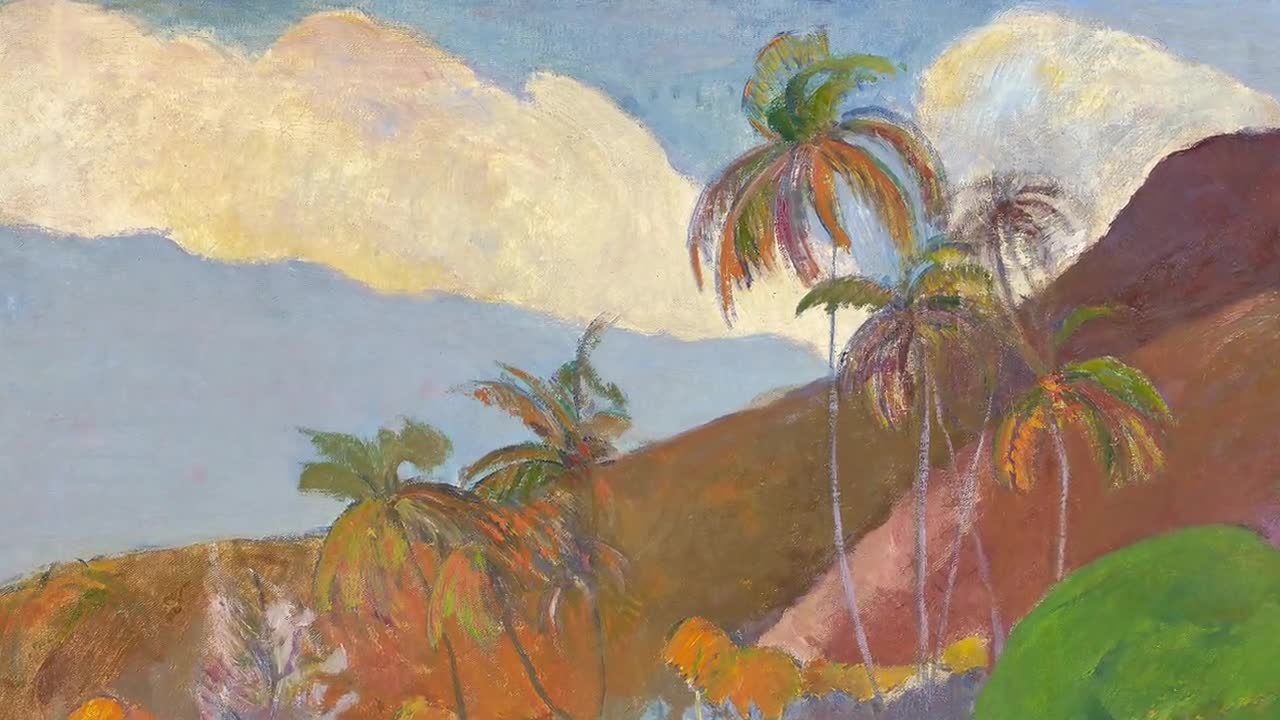 フレーム付きテレビアート、タヒチの風景画、ポール・ゴーギャン1891年