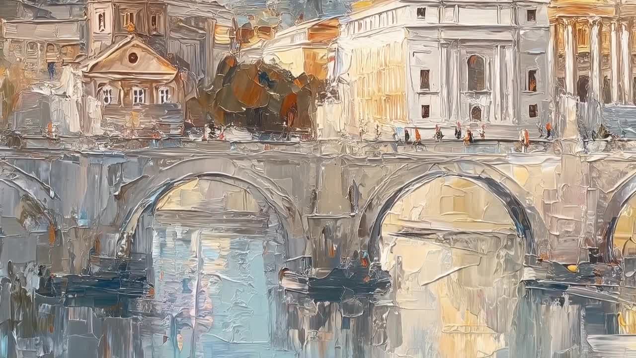 絵画、アートです。 ローマイタリアの油絵フレームテレビアート、質感のあるバチカンの