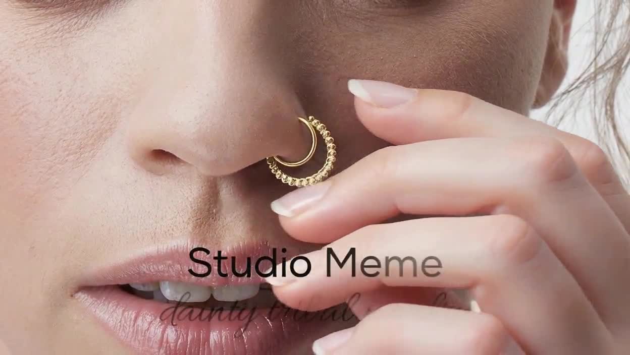 Tribal Nose Ring, Indian Nose Ring, Gold Nose Ring, Solid Gold