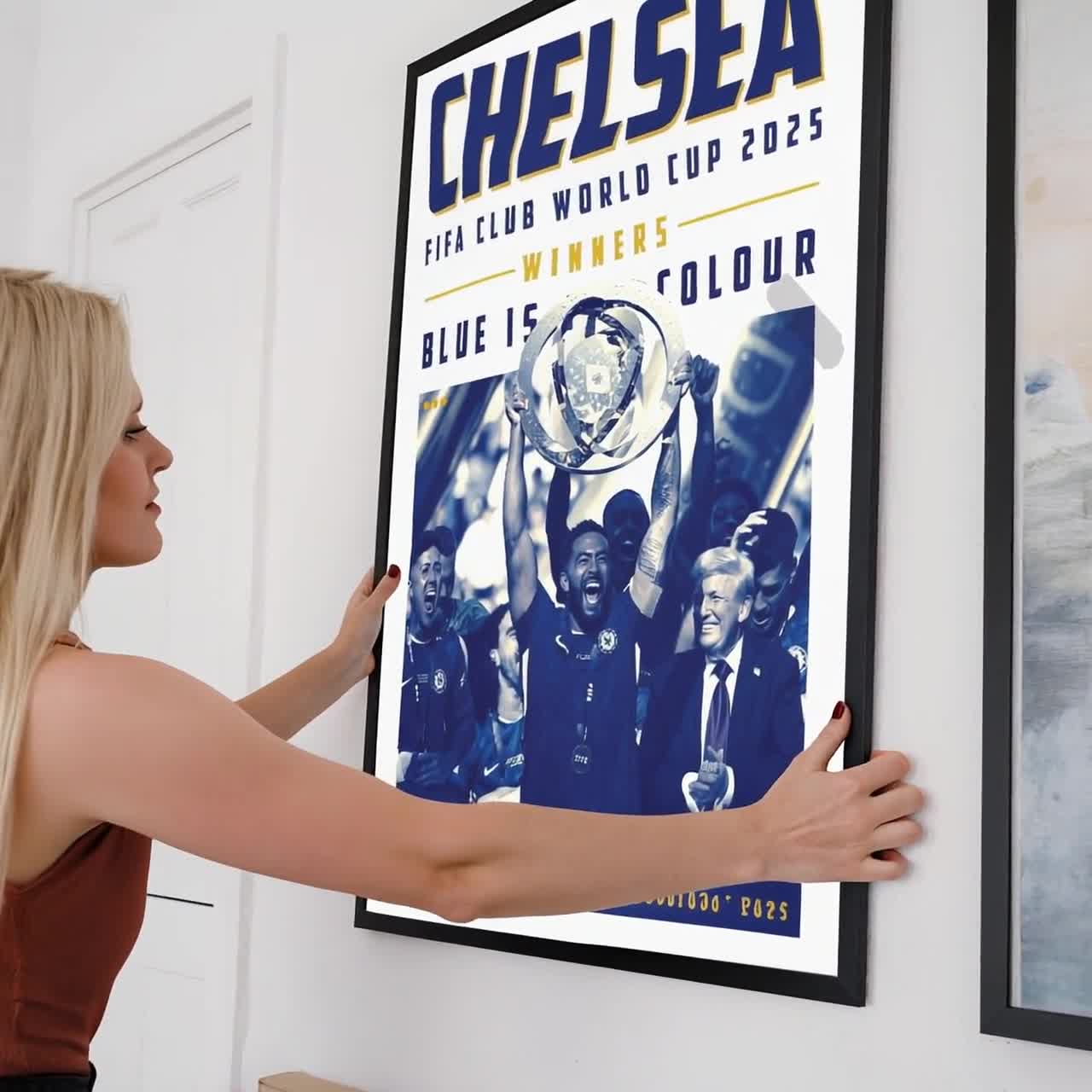 Chelsea Fifa Club World Cup Champions 2025 Fan Art Poster, Trophy