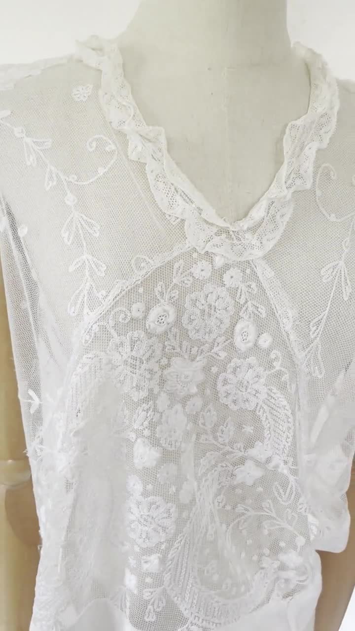 Antique 1910s French Edwardian Victorian Handmade White