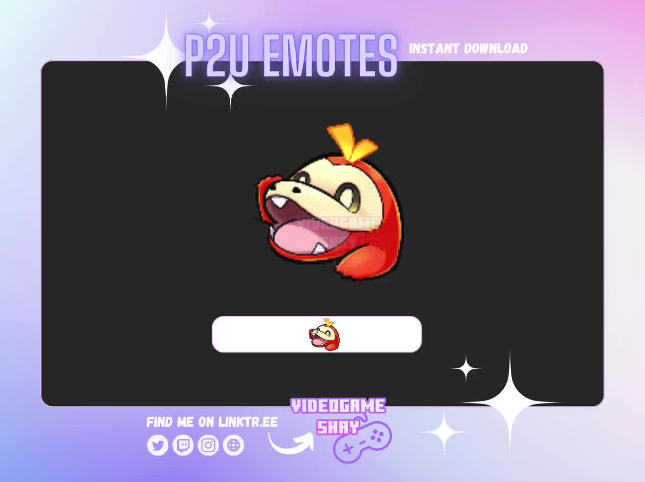 Animated Pokemon Fuecoco Bongo Tap Emote for Twitch and Discord Streaming