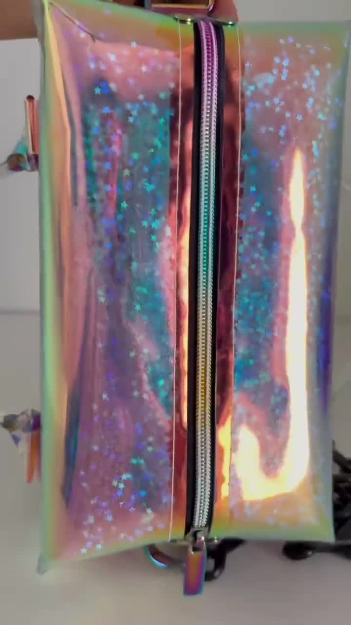 Holographic Rave Boxy Bag Shifting Glitter Rainbow Hardware