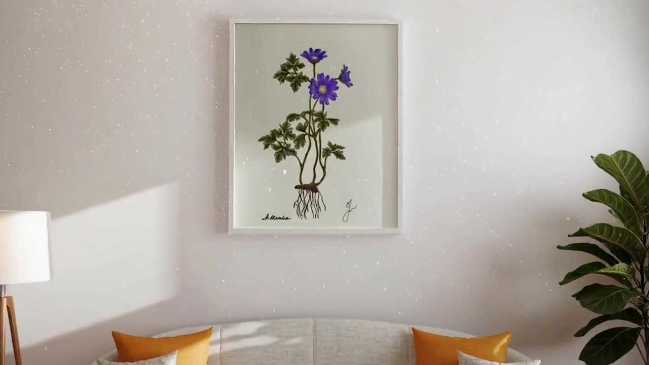 Vintage Anemone Flower Print: Botanical Illustration (Digital Download) video poster