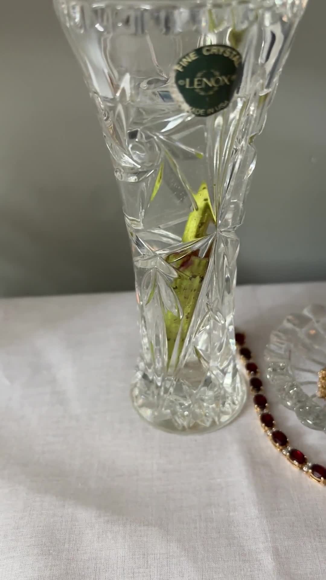 【CZECHOSLOVAKALEAD 】花瓶 Lenox Fine Crystal Vase | Czech Republic Cut Glass Bud Vase | 6