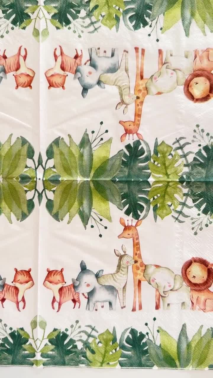 Lot de 40 Serviettes de Fête au Thème de la Jungle - Décoration d'Animaux de la Forêt pour Anniversaire d'Enfant et Vacances Lot de 40 Serviettes de Fête au Thème de la Jungle - Décoration d'Animaux de la Forêt pour Anniversaire d'Enfant et Vacances