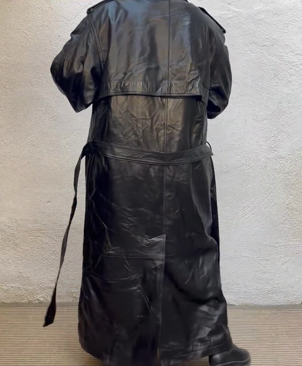 Vintage 90s Heavy Black Leather Trench Coat – Avant Garde Style