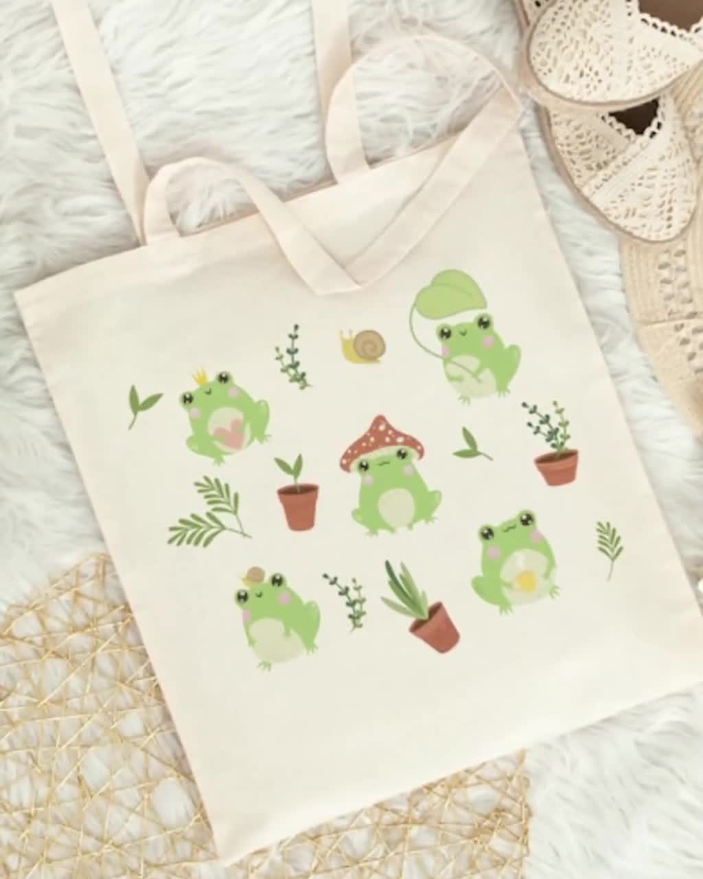 Buy Garden Frog Tote Bag Cute Frog Tote Cottagecore Bag Goblincore Bag  Aesthetic Trendy Tote Bag Reusable Bag Forestcore Bag Kawaii Market Bag  Online in India 