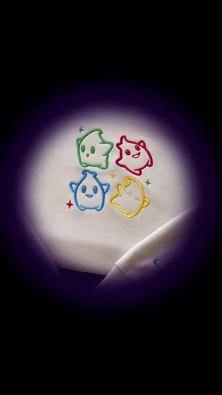 Mario Galaxy Luma Embroidered T-Shirt, Super Mario Galaxy Embroidered Sweatshirt, Video Game Embroidery Hoodie, Cute Star Luma Outfit video poster