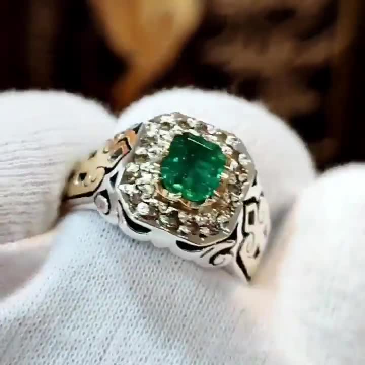 Buy Original Zambia Emerald Ring – Natural Gemstone Silver Ring