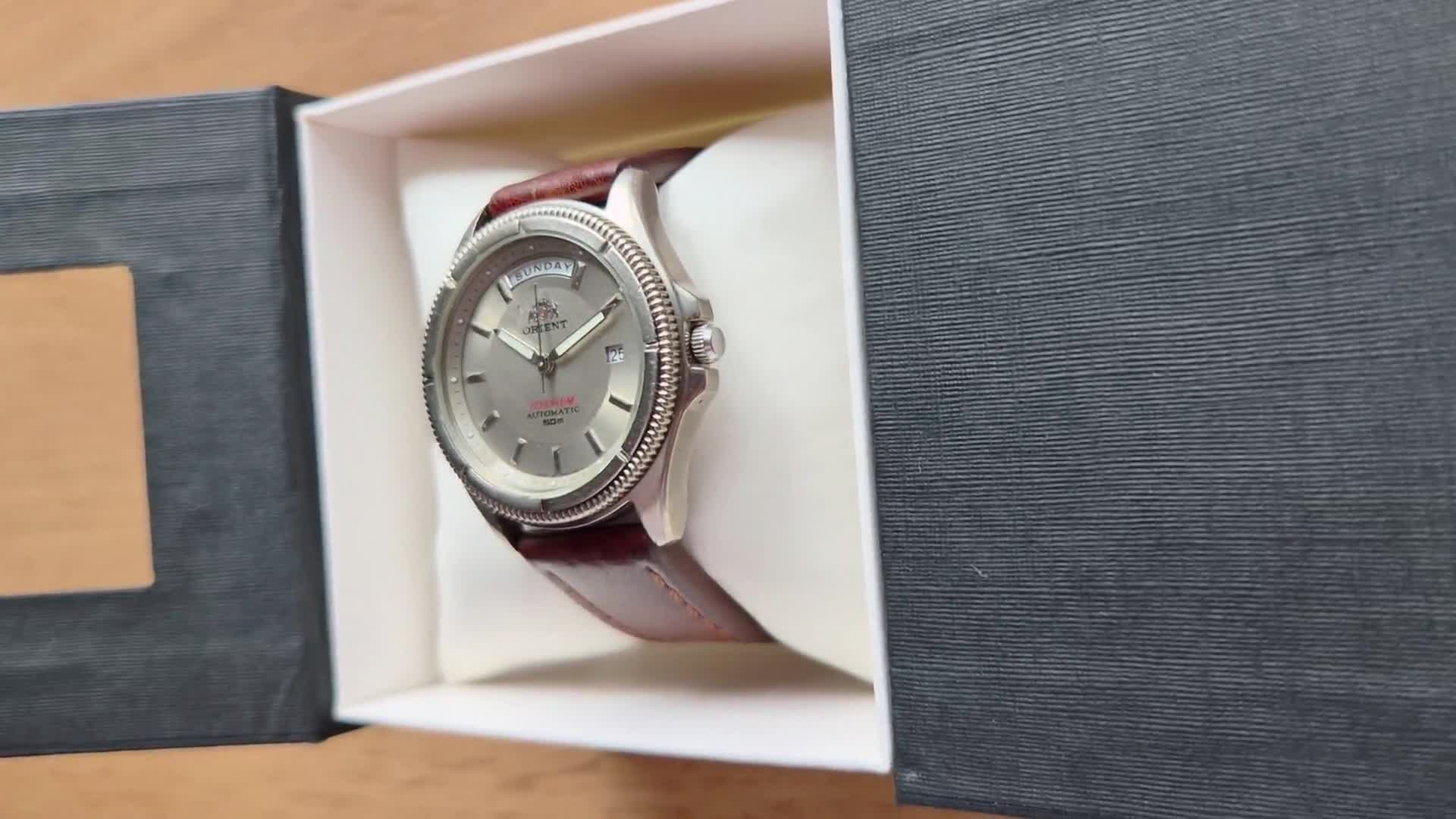 ORIENT アナログ時計 シルバー/ブラウン Rare Vintage Orient PRESIDENT Titanium Watch, Automatic Mechanical