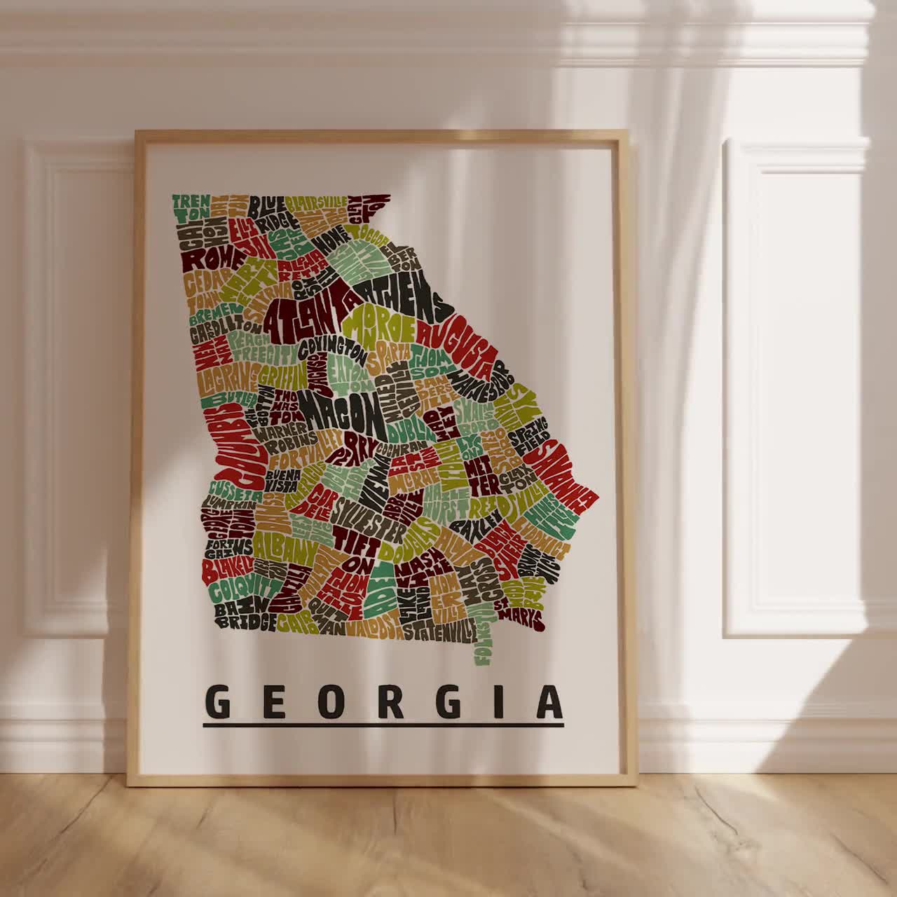 Georgia map art FRAMED, available in several factory colors and sizes, Georgia art print, Georgia map print, Georgia decor