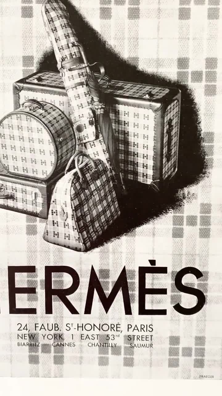Original 1930s Vintage Hermes Bag Ad Print: French Art Deco Golf