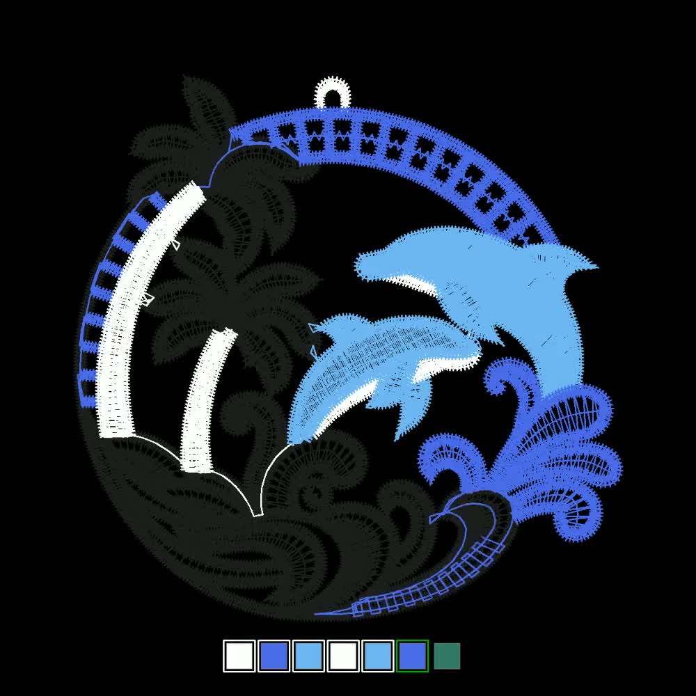 FSL Blue Dolphin Circle, Tropical Oasis - Free Standing Lace