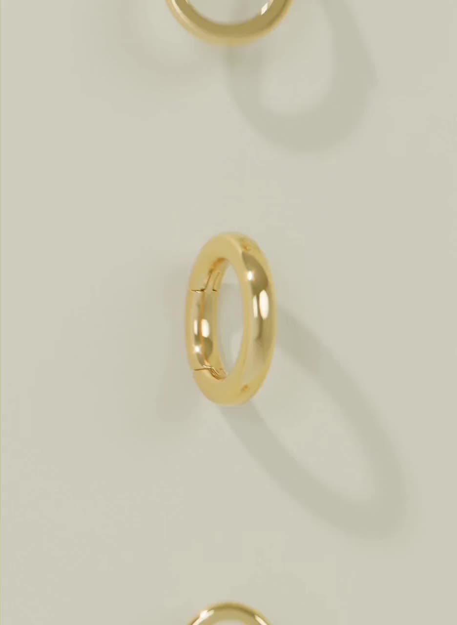 Adorno circular de oro macizo de 14 quilates para collares / Soporte para dijes de oro auténtico, clip para dijes, conector de cadena tipo clip de papel, cierre video poster