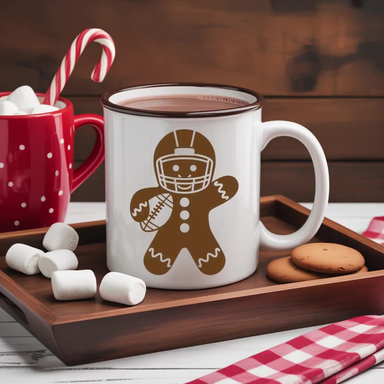 フットボールジンジャーブレッドマンSVG PNG：クリスマススポーツ