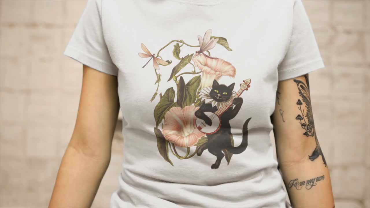 Retro Cat Shirt, Indie T Shirt, Cottagecore Clothing, Cat Lover Gift,  Aesthetic Clothes, Cottagecore Shirt, Vintage Cat T Shirt, Retro Cat