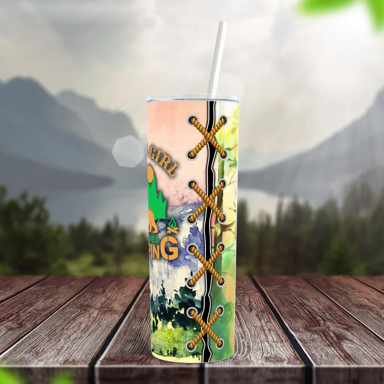 Just a Girls Who Love Camping Tumbler With Straw 20oz, Camping