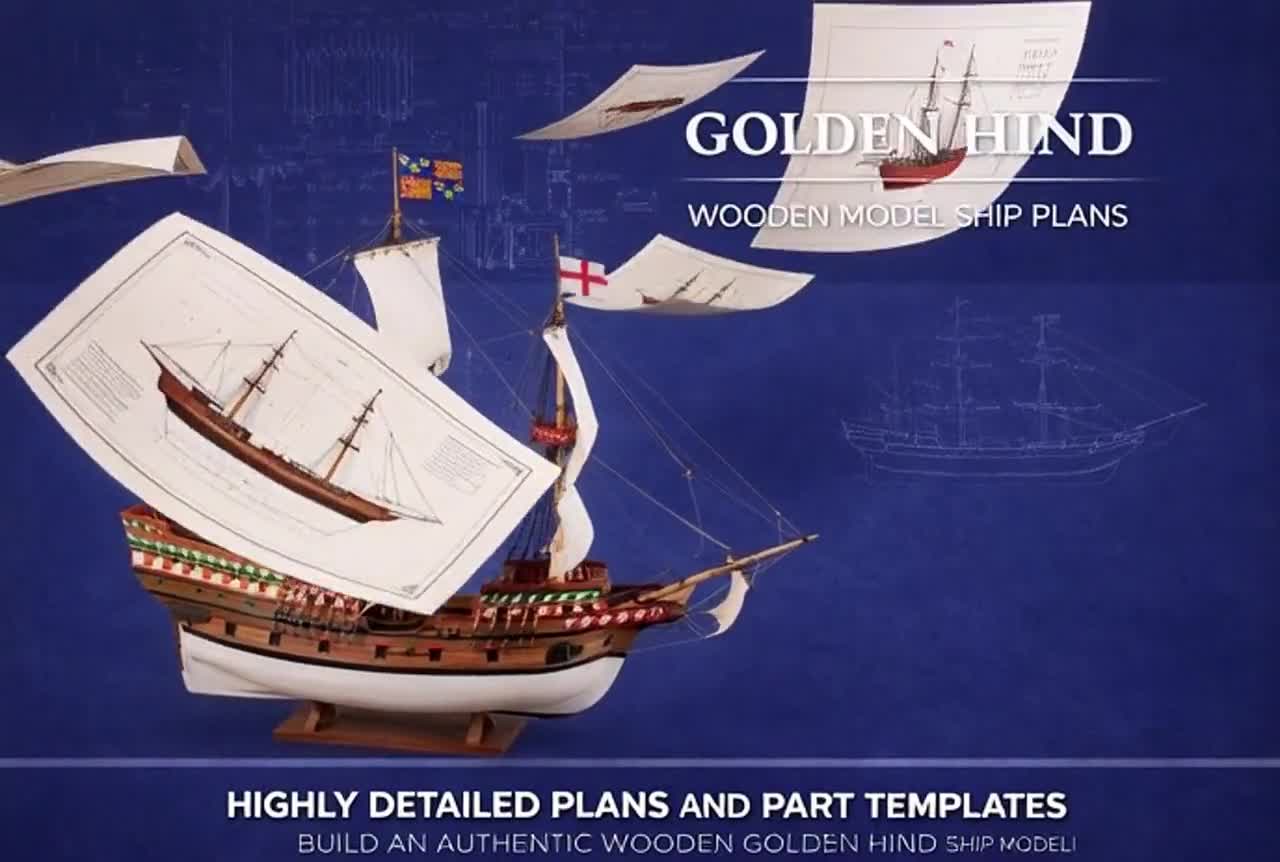 Golden Hind Wooden Ship Model Plans, 1:60 Scale (instant Download