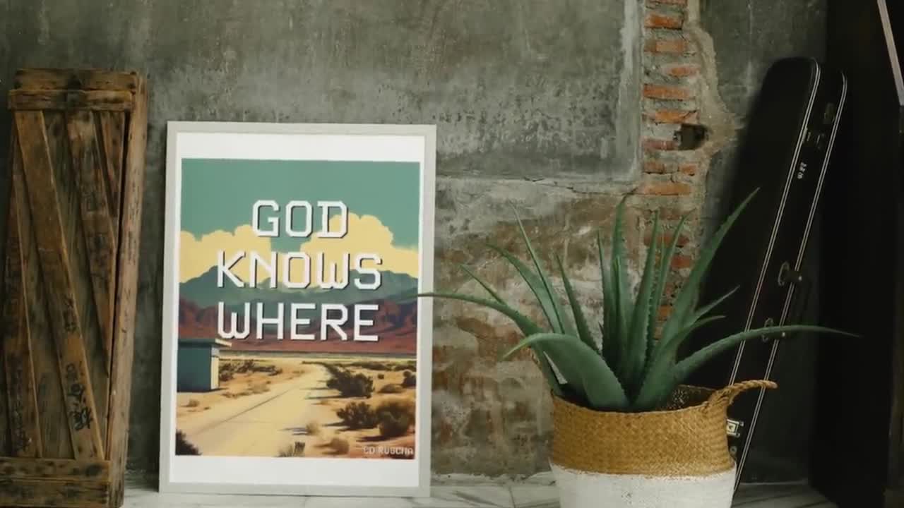 エド・ルシェ、God Knows Where ポスター、フレーズと格言アート