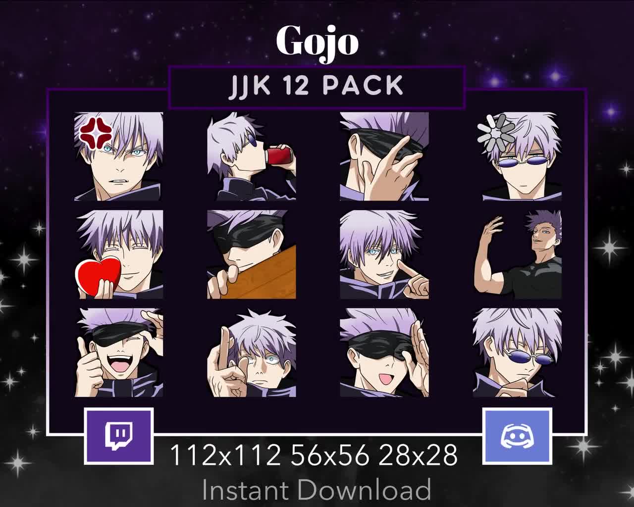 呪術廻戦五条エモート12パック、Twitch、Discord用バンドル。アニメ