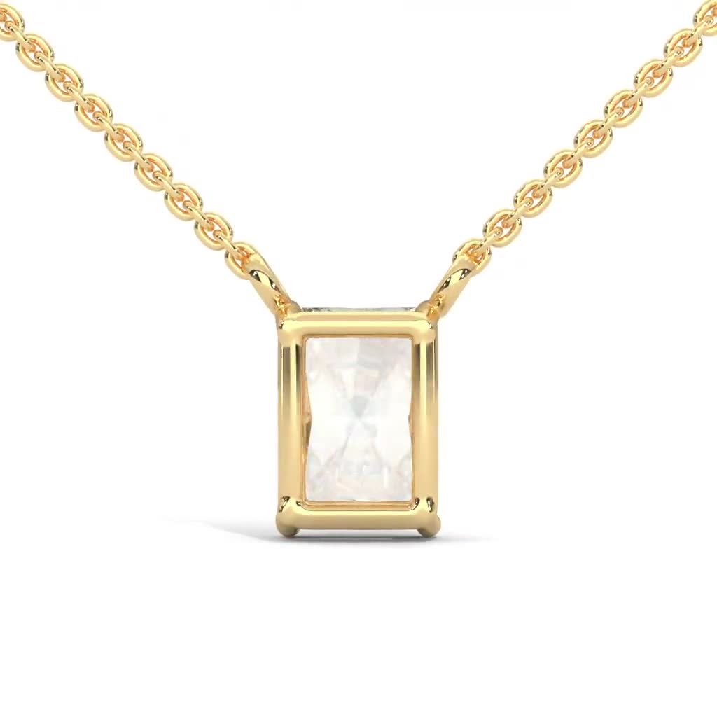 14k Gold Lab Diamond Pendant Necklace: Emerald Cut Engagement Gift video poster