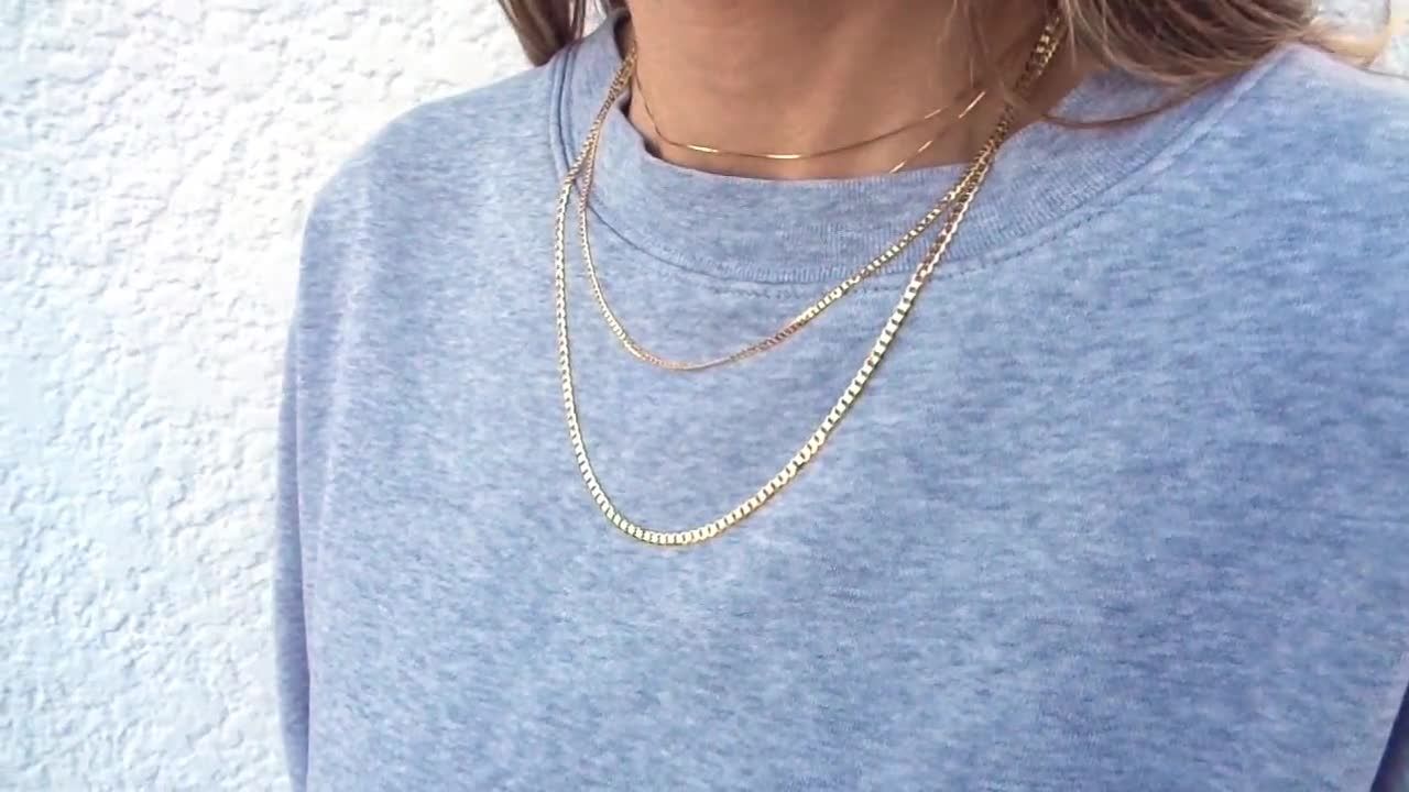 Gold Curb Chain Mens Cuban Chain Necklace High Quality ITALY