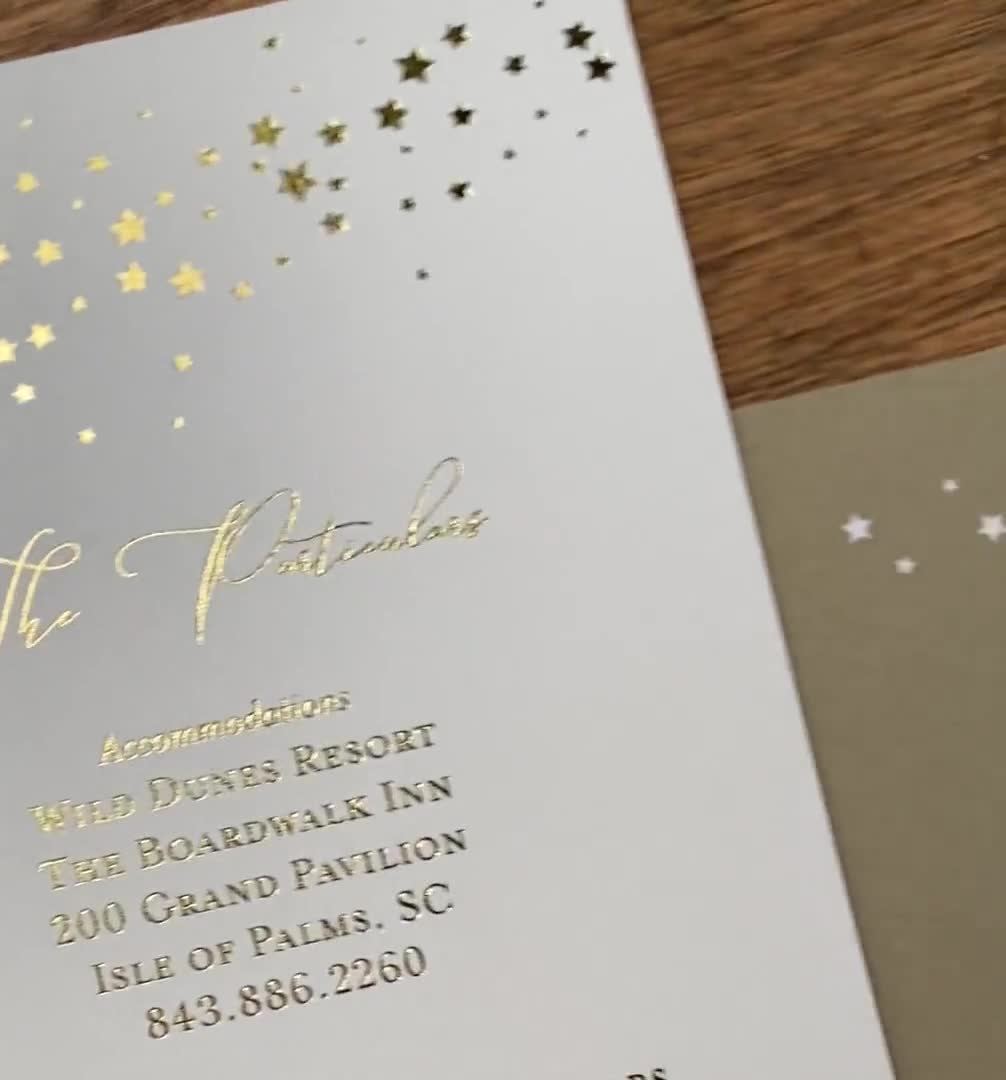 Vintage Moon and Stars Wedding Invitation: Navy \u0026 Gold Celestial Design, image size:1006x1080