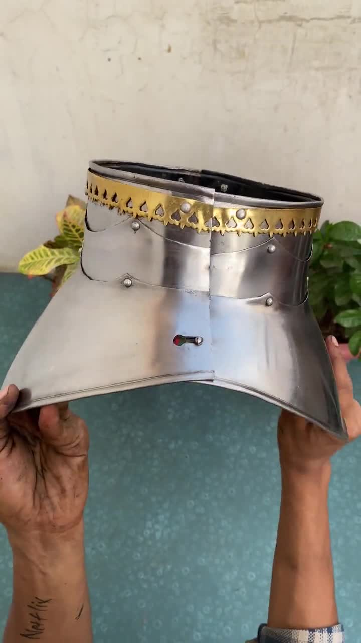 Medieval Steel Gorget Neck Armor - 18 Gauge Steel Neck Guard For SCA, LARP, Cosplay, Reenactment & Halloween