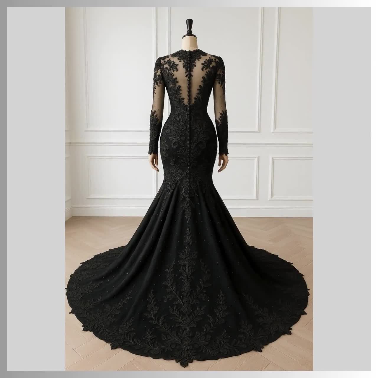 gothic mermaid black wedding dresses Henriette the mermaid silhouette flatters curves and creates an unforgettable look Cassie Custom Black Wedding Dress
